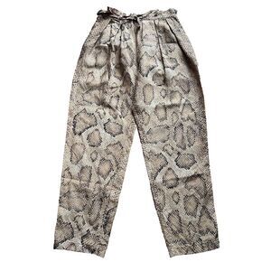 Mara Hoffman Valerie Snake Print Pleated Paperbag Pant Sz Small Multi High Waist